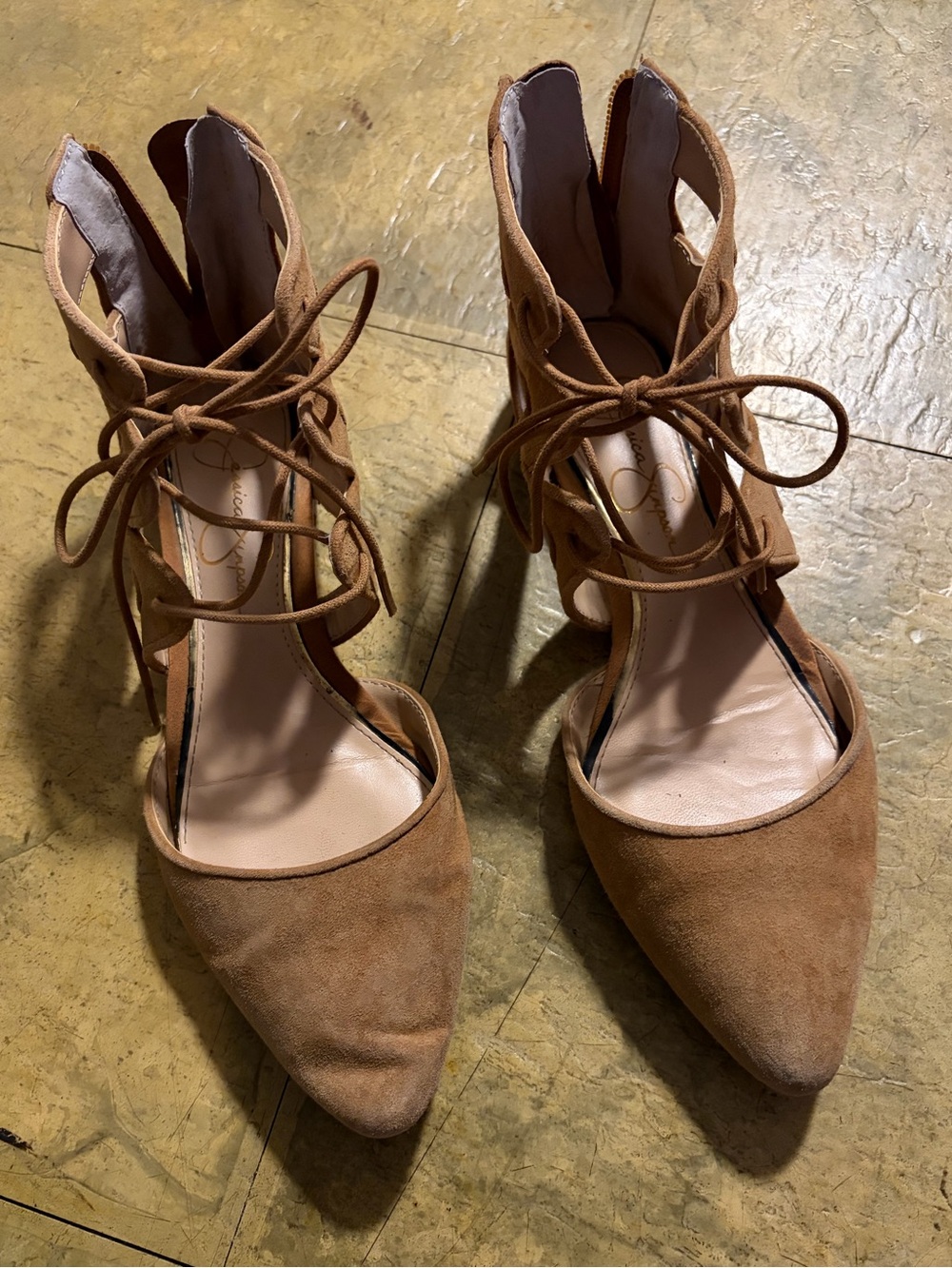 Women’s Tan Lace-Up Pointed Toe Sandals